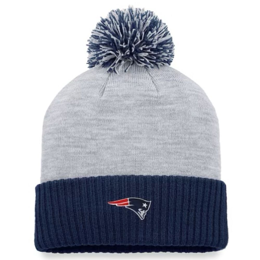 New England Patriots NFL Fanatics Heather Gray Cuffed Pom Pom Knit Hat. NEW.